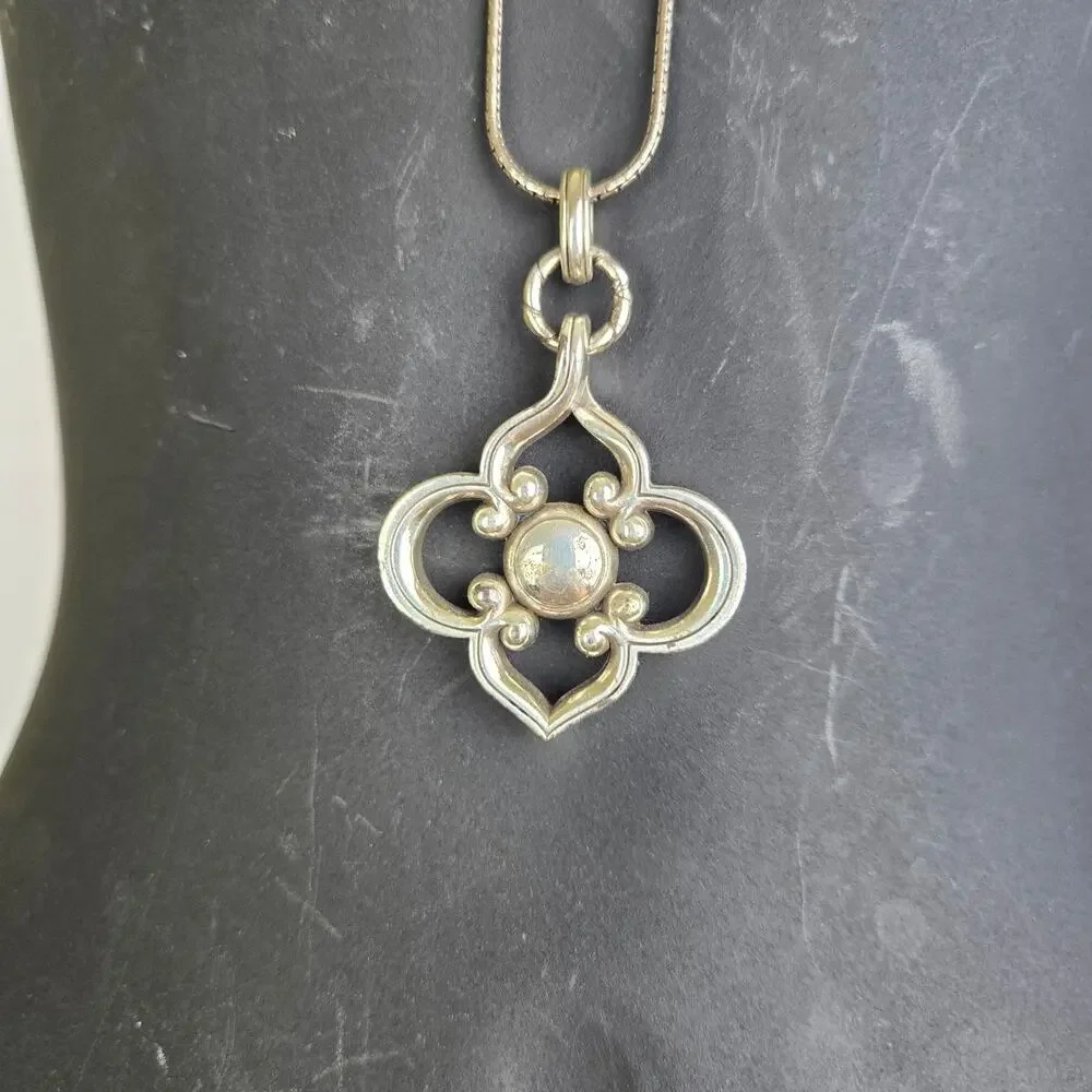 brighton toledo long chain necklace in silver tone.
